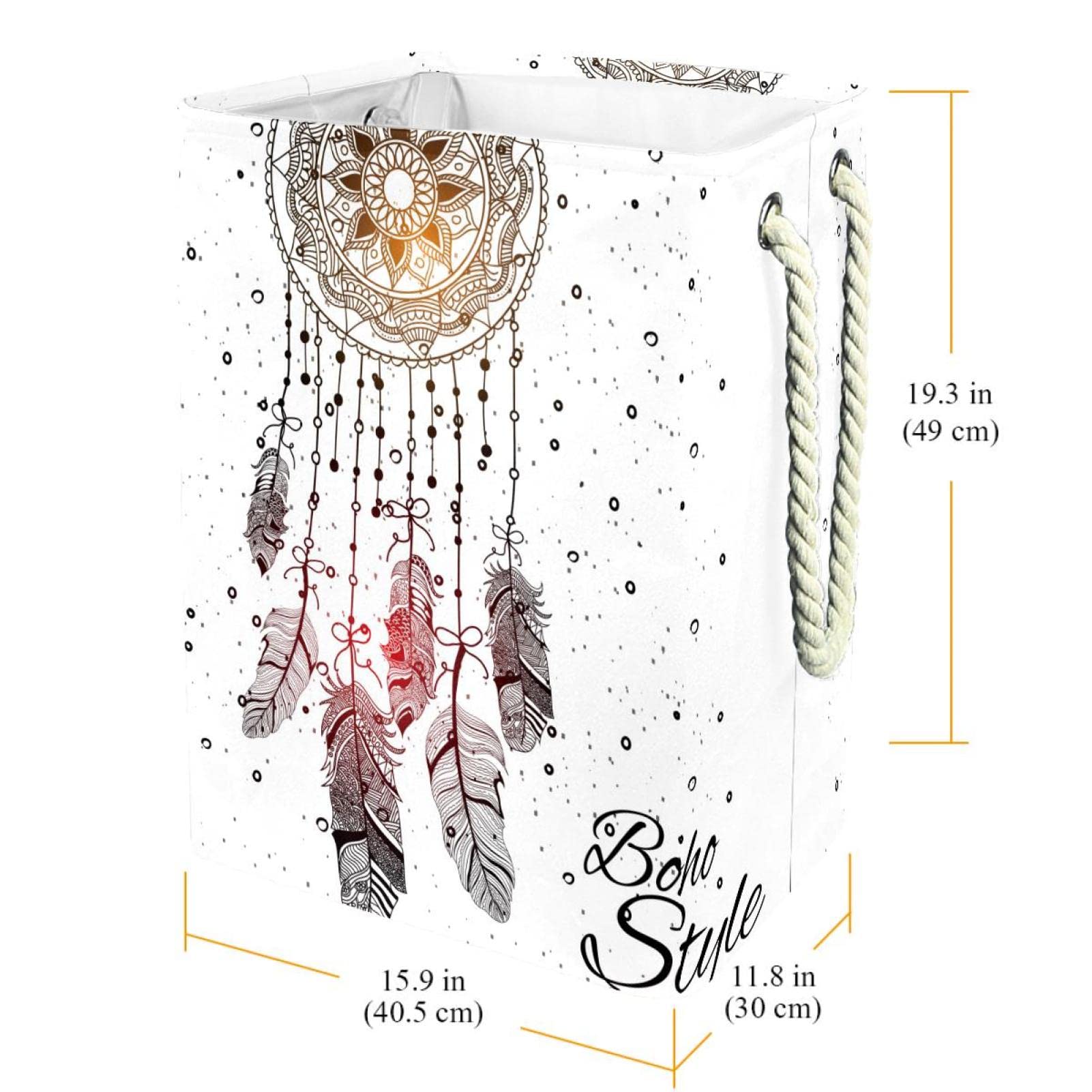 Bohemia Boho Stil Traumfänger Feder, großer Wäschekorb mit robustem Griff, Aufbewahrungskorb für schmutzige Kleidung für Schlafzimmer, Badezimmer, Studentenwohnheim