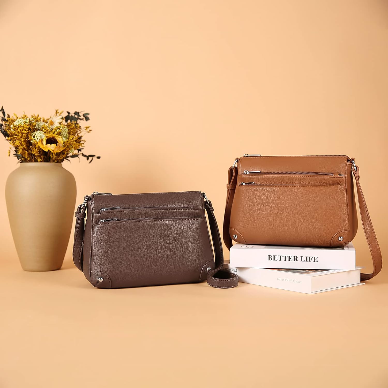 WESTBRONCO Crossbody Bags for Women, Medium Size Shoulder Handbags, Satchel Purse with Multi Zipper Pocket - Image 9