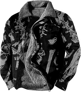 TAWXCL Seaside Snow Jacket Cool Long Sleeve Winter Cropped Lape Cotton Printing Fit with Pockets Parka