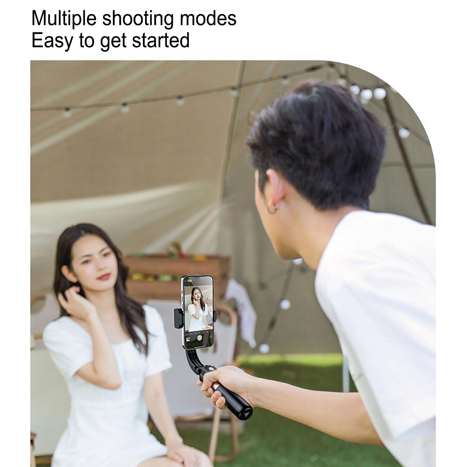 Stabilizzatore Cardanico per Selfie Stick, Treppiede con Rotazione a 360° con Telecomando, Supporto per Telefono Estensibile in Alluminio con Luce Soffusa a 3 Colori,