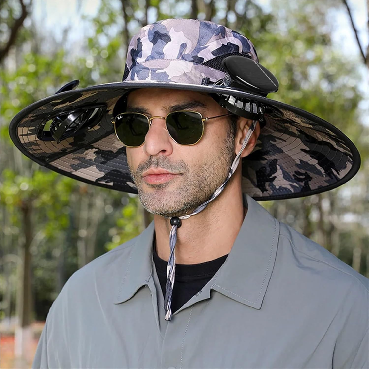 for Outdoor Camping Fishing Hiking Sunscreen Fisherman Hat Solar Fan Cap Portable Solar Charging Cap with Fan 1Pcs