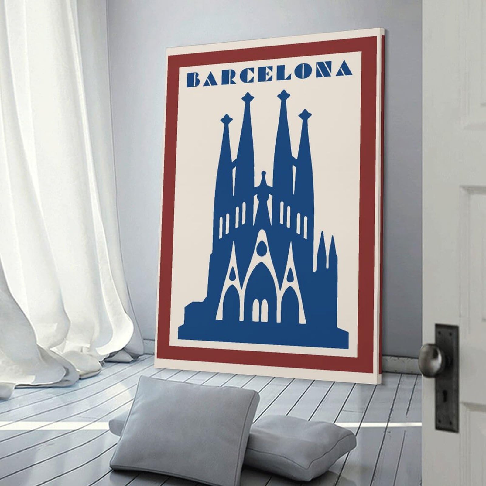 Junmoney Barcelona Sagrada Familia Vintage Room Decor Wall Art 20x30inch(50x75cm), for Bedroom, Guest Room Or Reading Nook, An Easy Wall Refresh for Bedrooms