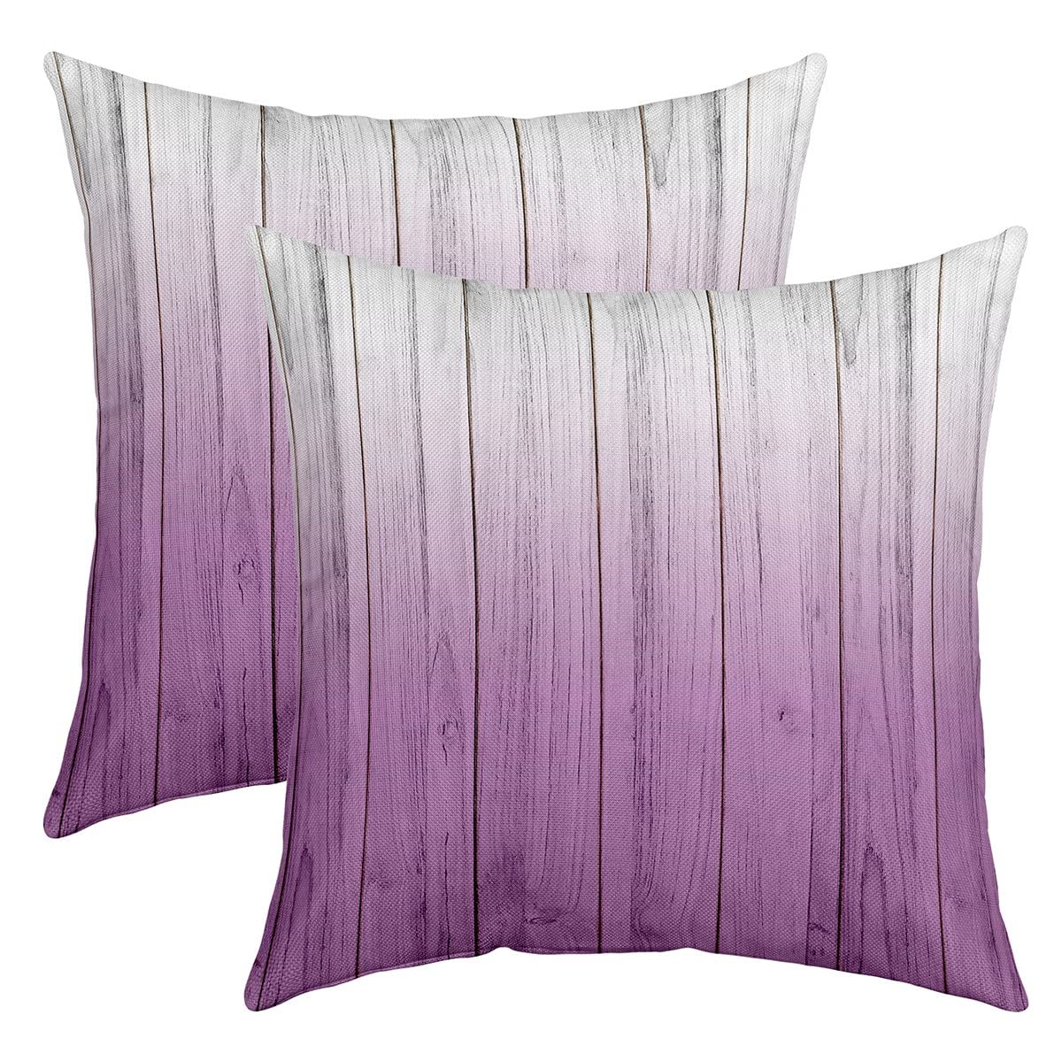 Richhome Multi 15 Retro Stripes Throw Pillow Covers 18X18 Inch Set Of 2 Watercolor Purple White Gradient Grid Cushion Covers For Teens Adults Vintage Wooden Plaid Rustic Farmhouse Style Cushion Cases For Sofa Car