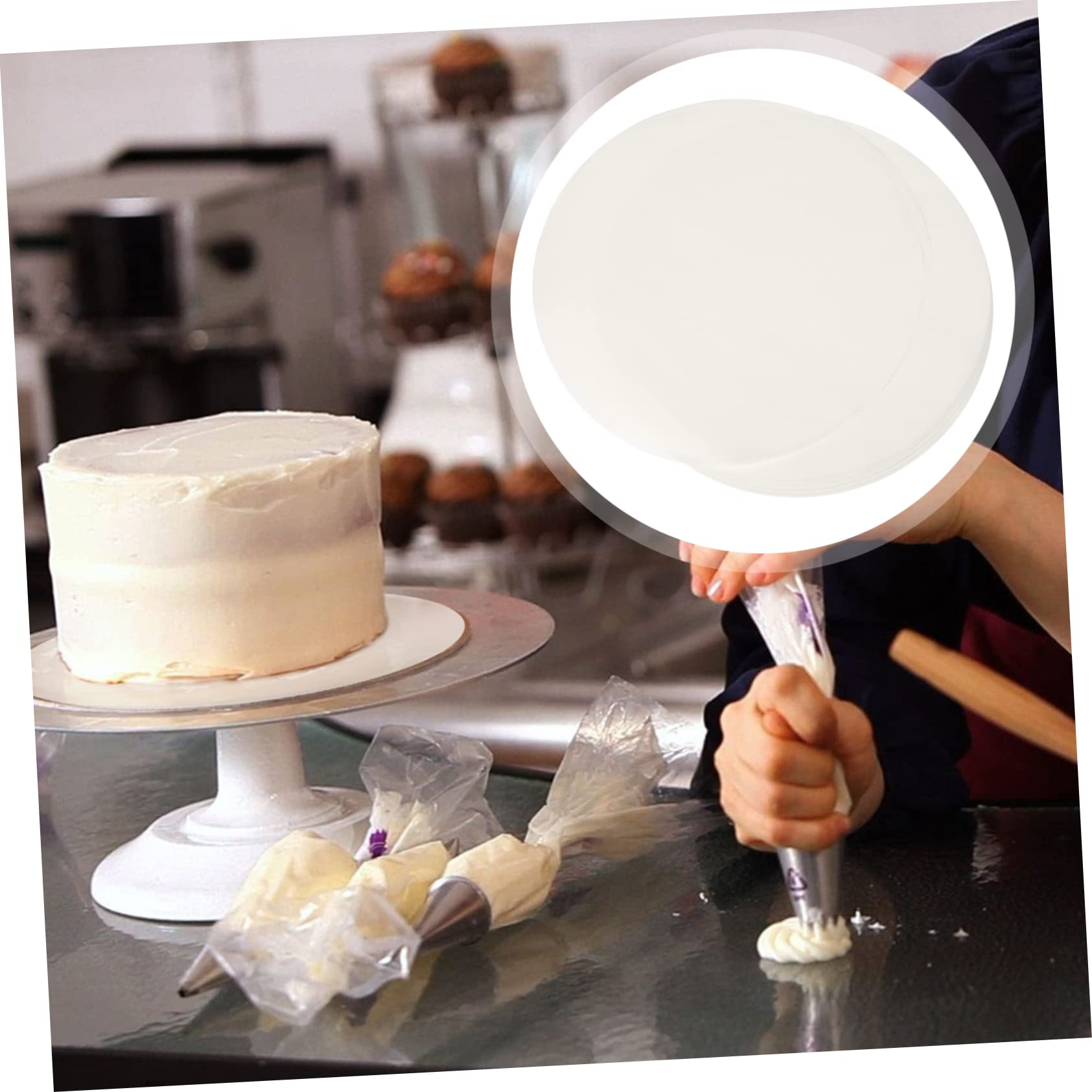 DECHOUS 500pezzi Carta Da Forno Antiaderente Rotonda Carta Da Cucina Resistente Per Biscotti e Alimenti