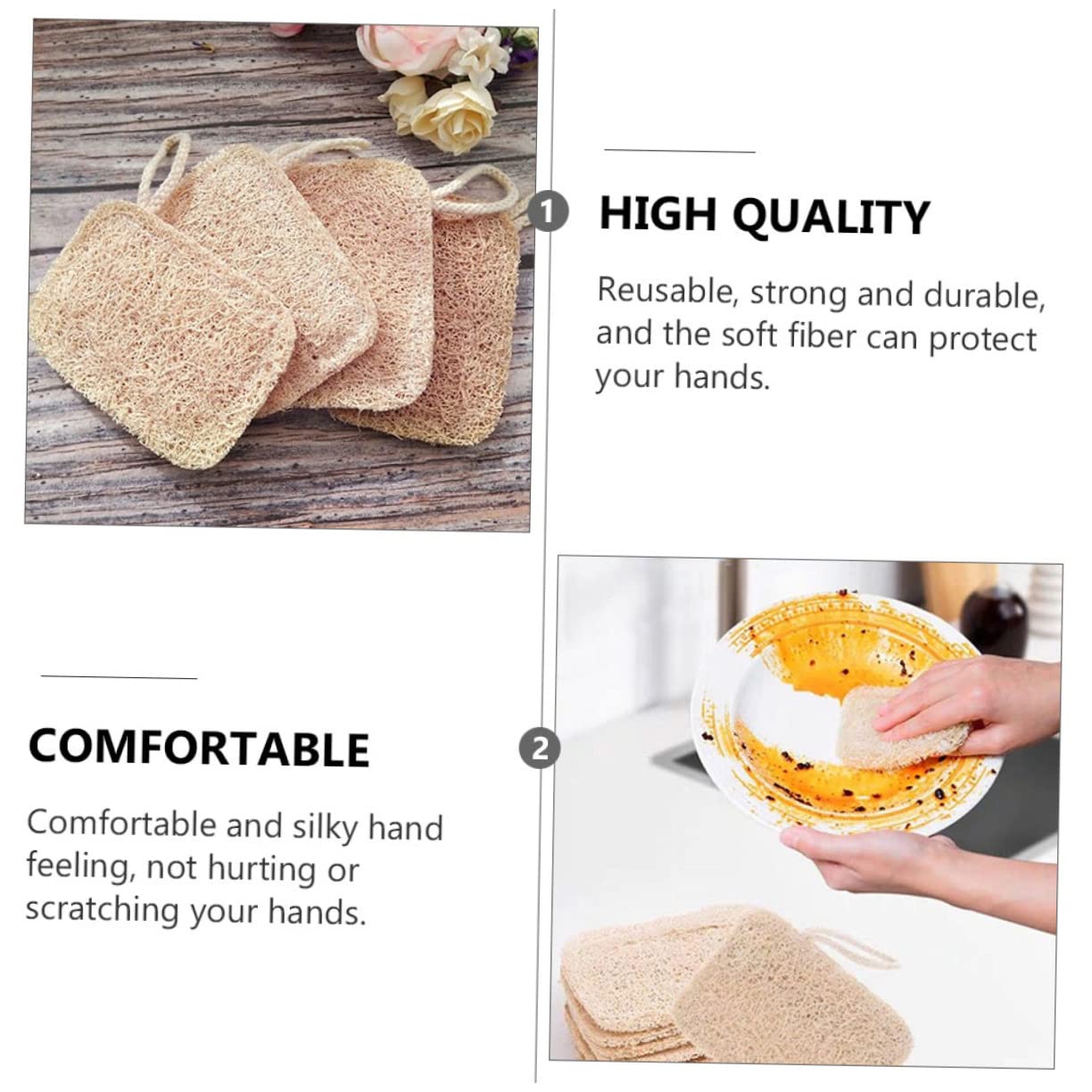 FRCOLOR 12piezas Esponjas De Lufa Multifuncionales para Limpieza De Platos para Cocina Utensilios y Ecológicas y Resistentes Al