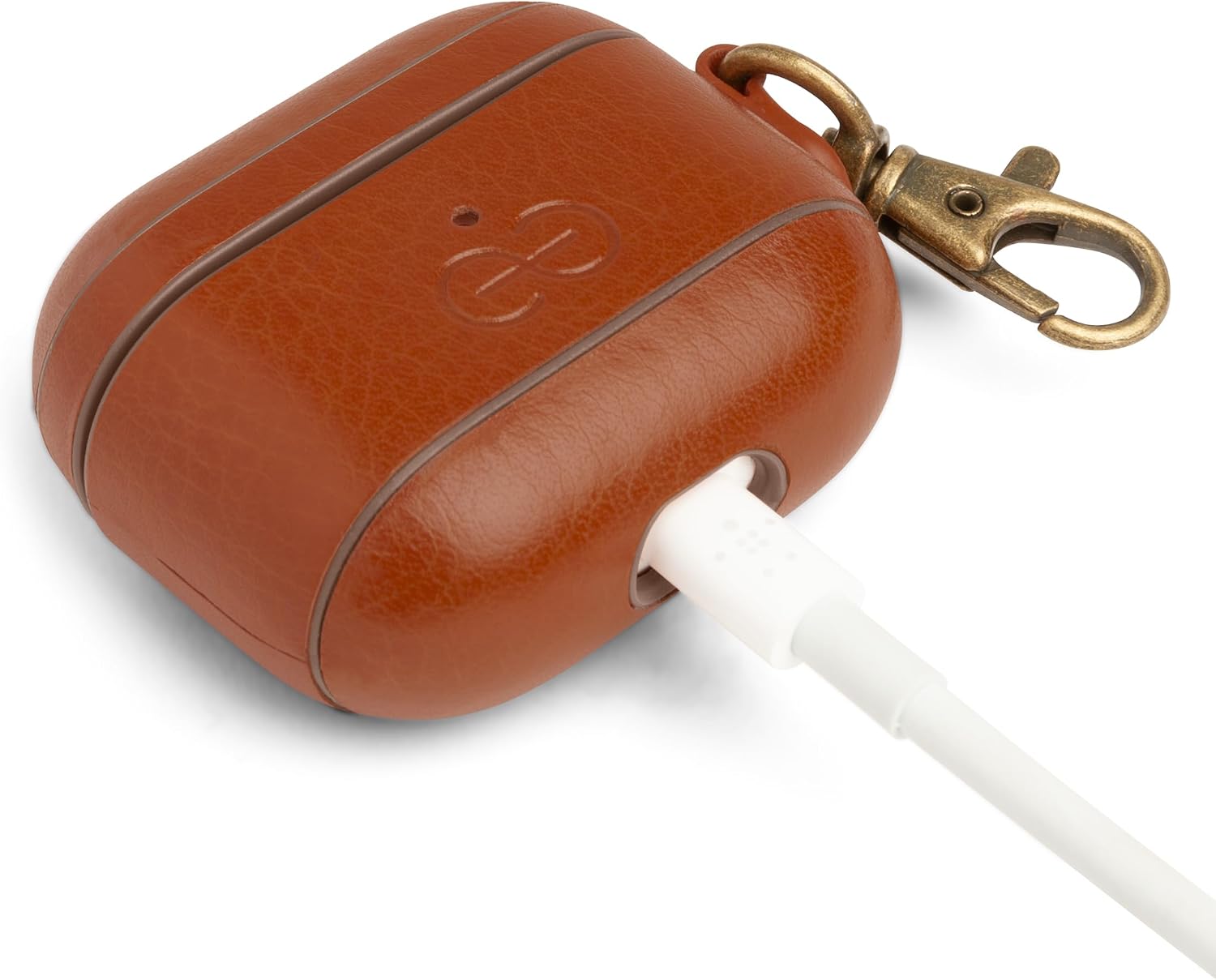 Dreem Om Case Cover with Keychain Clip Compatible with AirPods 3 for Apple AirPods 3rd Generation, Vegan Leather AirPod Case for Men & Women, Luxury Earbuds Accessory for iPhone - Caramel