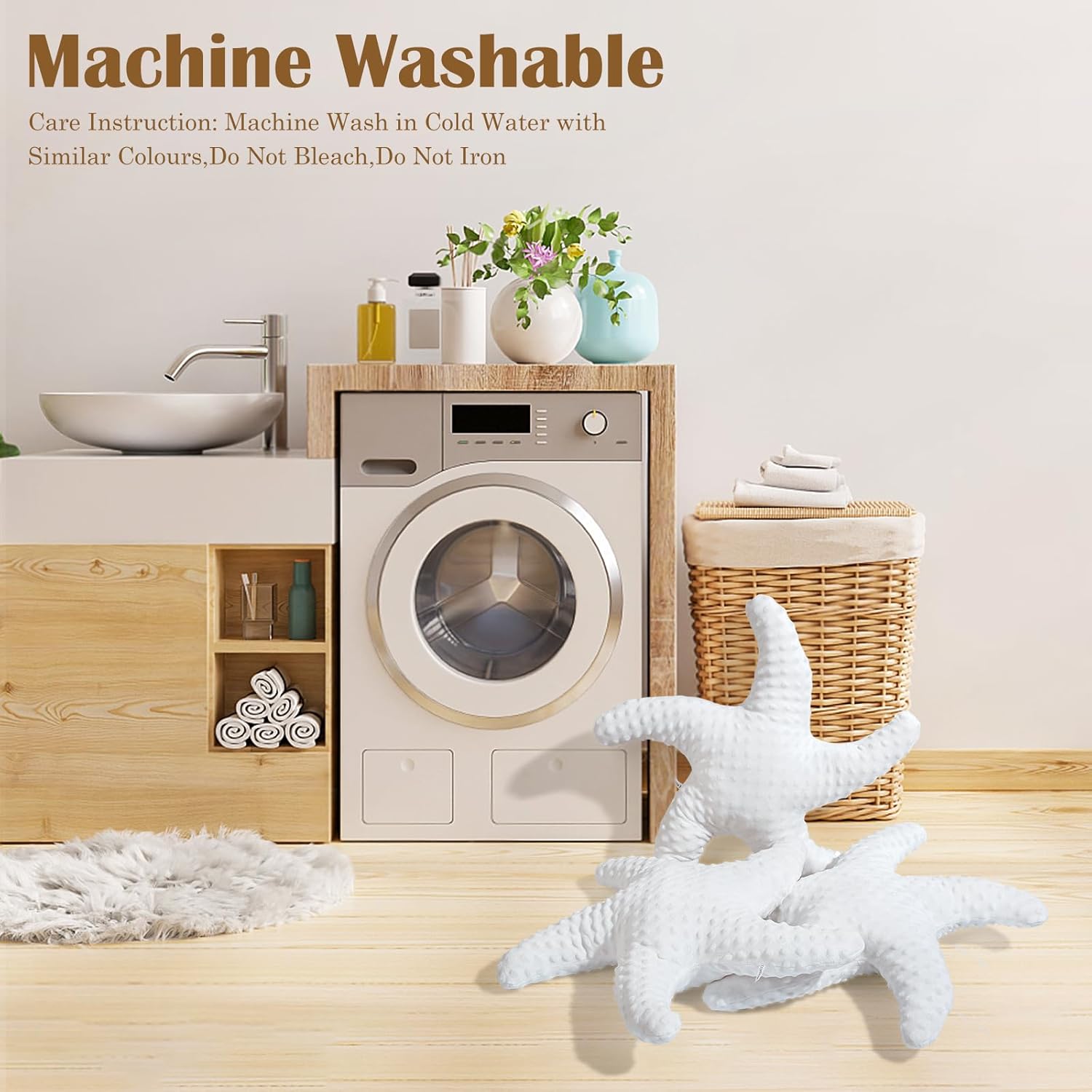 Marble Empire Starfish Pillow 3Pcs White Starfish Shaped Throw Pillow Coastal Decorative Throw Pillows Beach Ocean Nautical Theme Stuffed Plush for Bed Couch