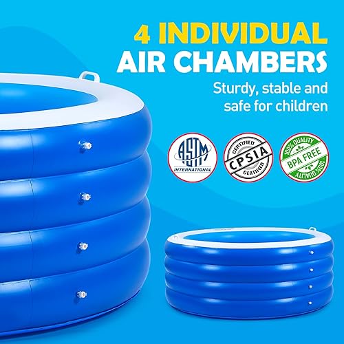 Miniatura 4 de Biange Piscina inflable redonda de 72 x 30 pulgadas, piscina inflable para niños, piscina infantil para patio trasero