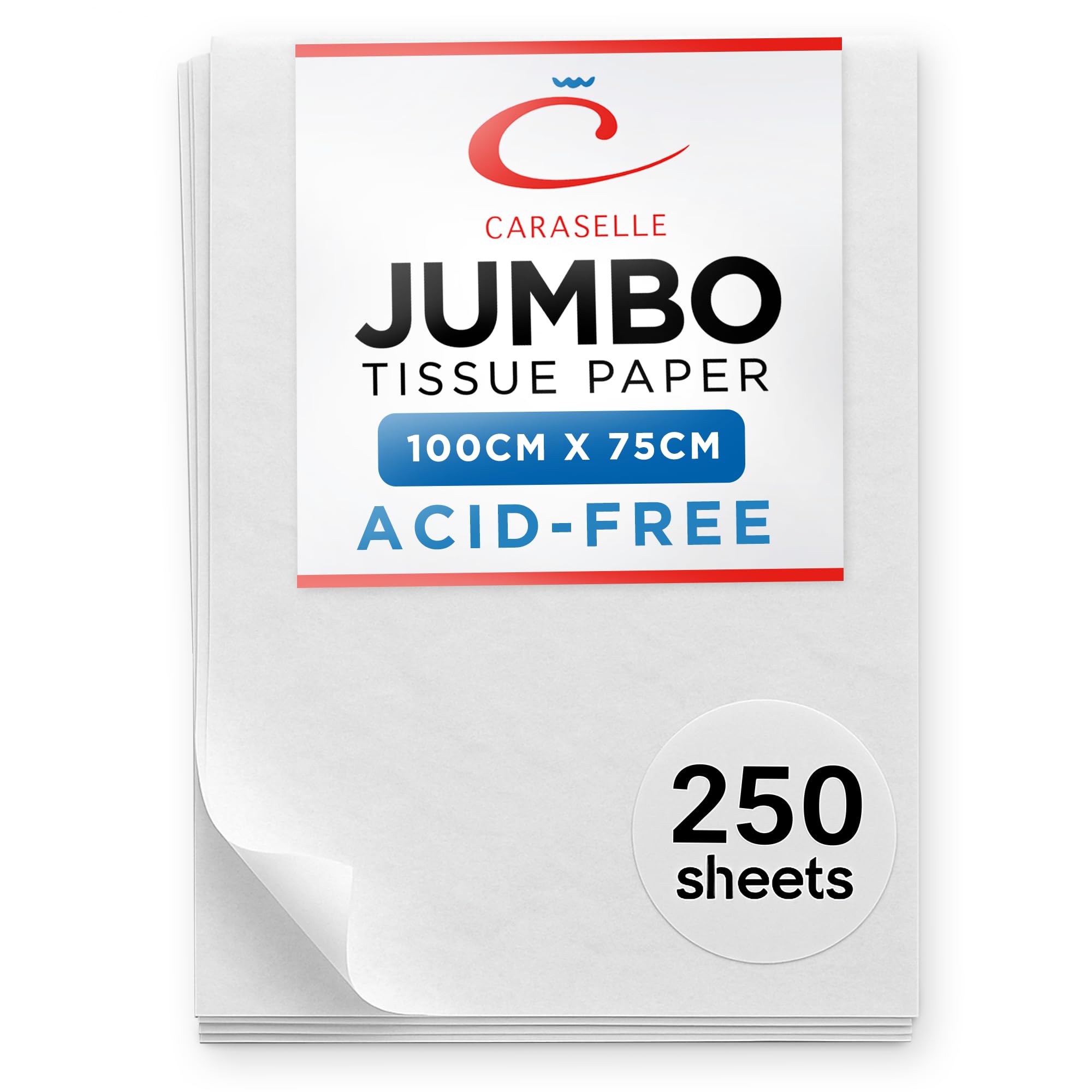 Caraselle Extra Large Tissue Paper - Jumbo Size 100x75cm - Versatile Sheet for Clothes, Art Collection, & Gift Wrapping - Acid-Free for Packaging - 250 Sheets
