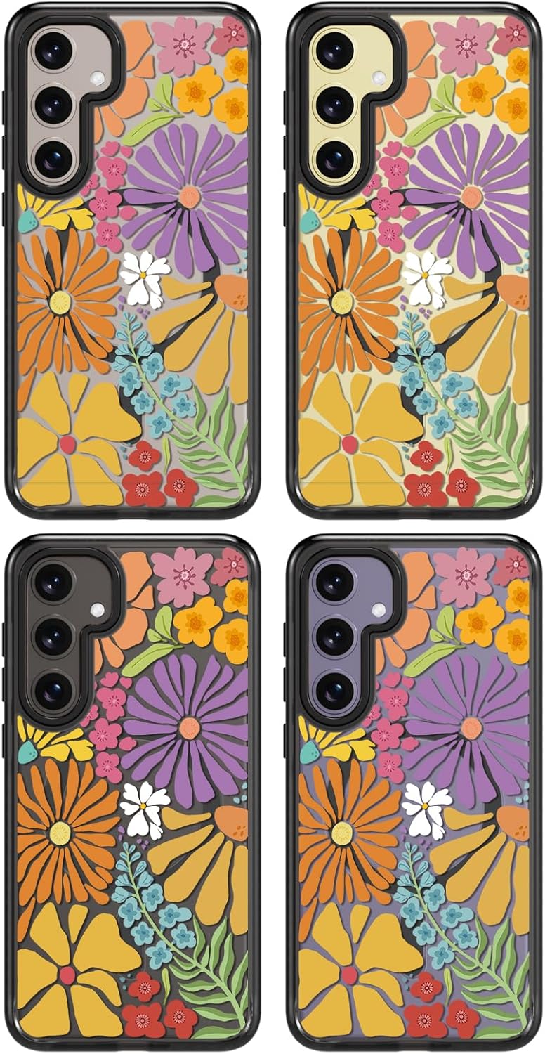Rosarnnah Magnetic for Samsung Galaxy S24 Magsafe Case Cute Aesthetic - Durable Shockproof 6.6 ft Drop Impact Phone Case Cover with Funny Fashion Passion Blossom Design 6.2" Black