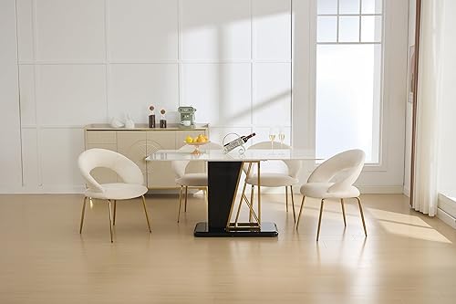 Miniatura 15 de Goujxcy Silla de tocador de piel sintética, silla de escritorio peluda para niñas adolescentes, cómoda silla de tocador de maquillaje, silla de