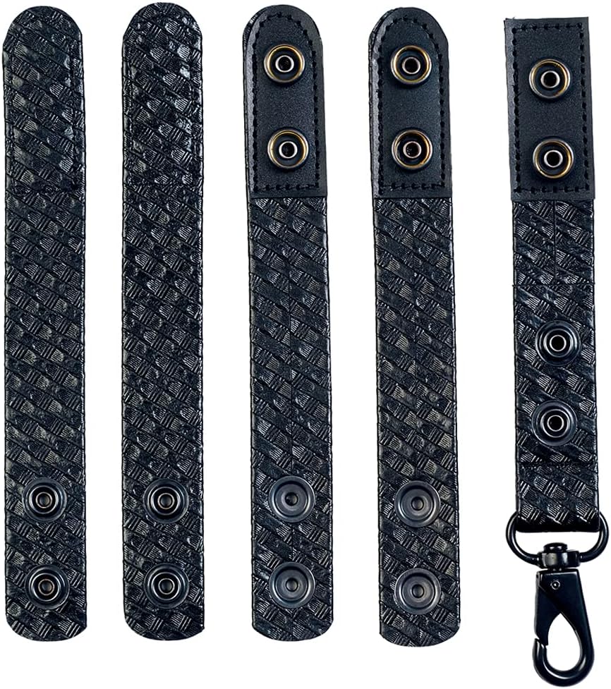Duty Belt Keeper with Double Snaps(Set of 4) +1 Keeper with Strong Metal Key Clip(1 Pack)