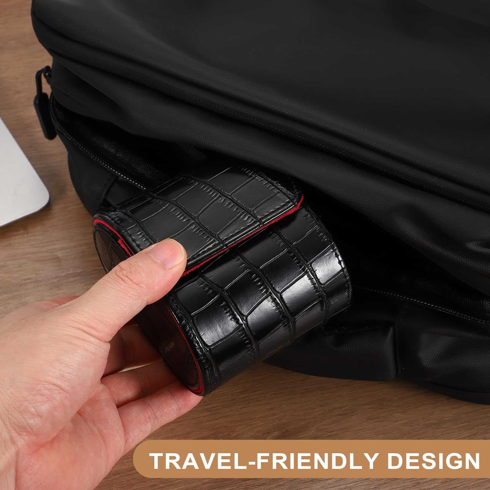 Étui de voyage pour montres sourcing map pour hommes, étui en cuir à motif crocodile, boîte de rangement portable pour montres, idéal pour Noël, un anniversaire ou toute autre occasion, 2 emplacemen