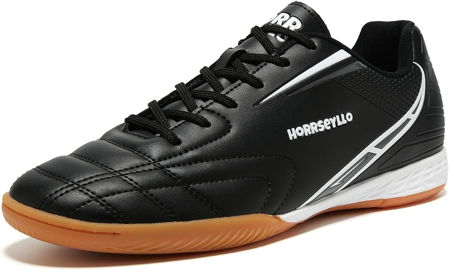 HORRSEYLLO Men's Indoor Soccer Shoes for Futsal Activities Women's Flat Outsole Trainer Rubber Shoes Athletic Training Sneaker