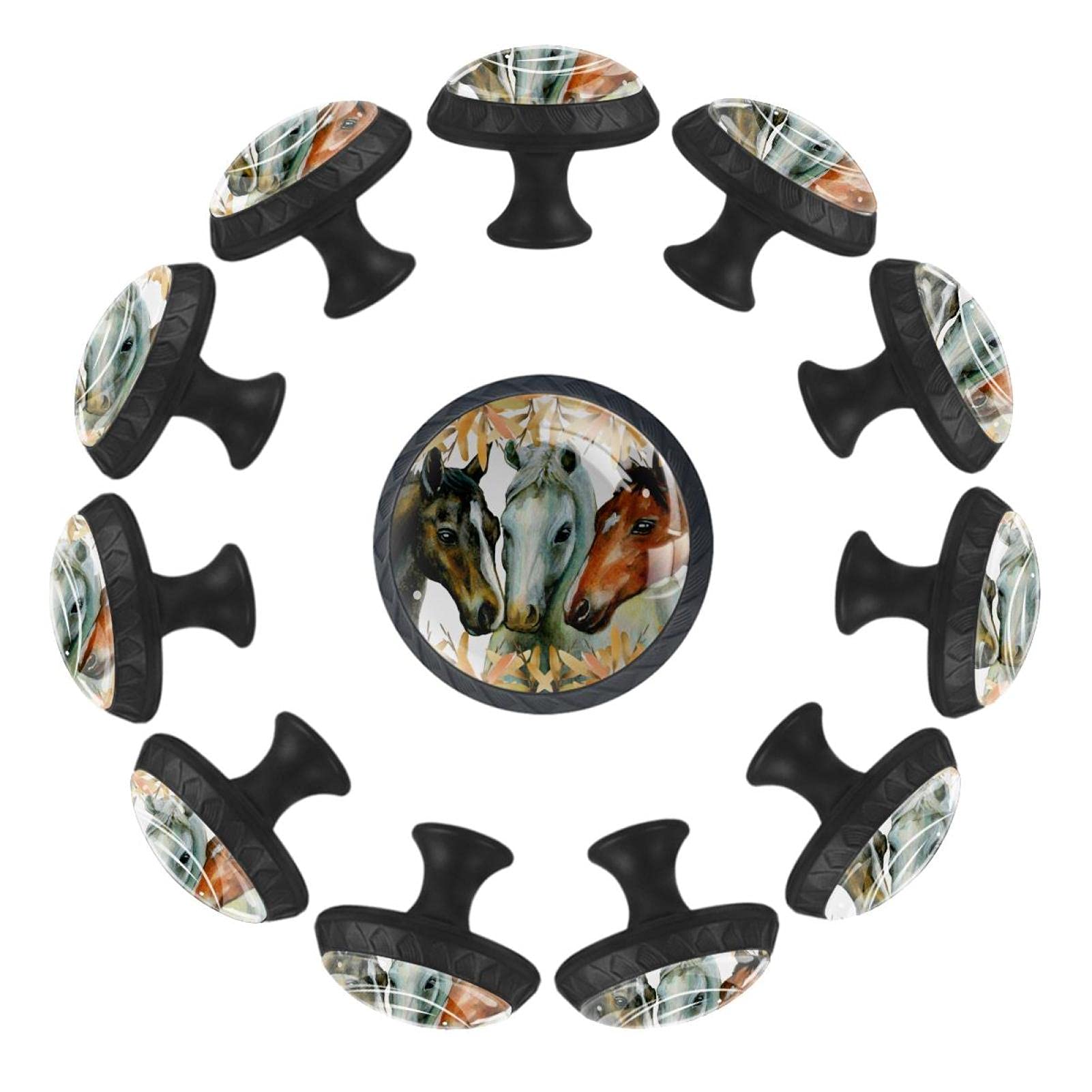 Bouton de tiroir rond motif feuilles de cheval pour décorer la commode de la salle de jeux