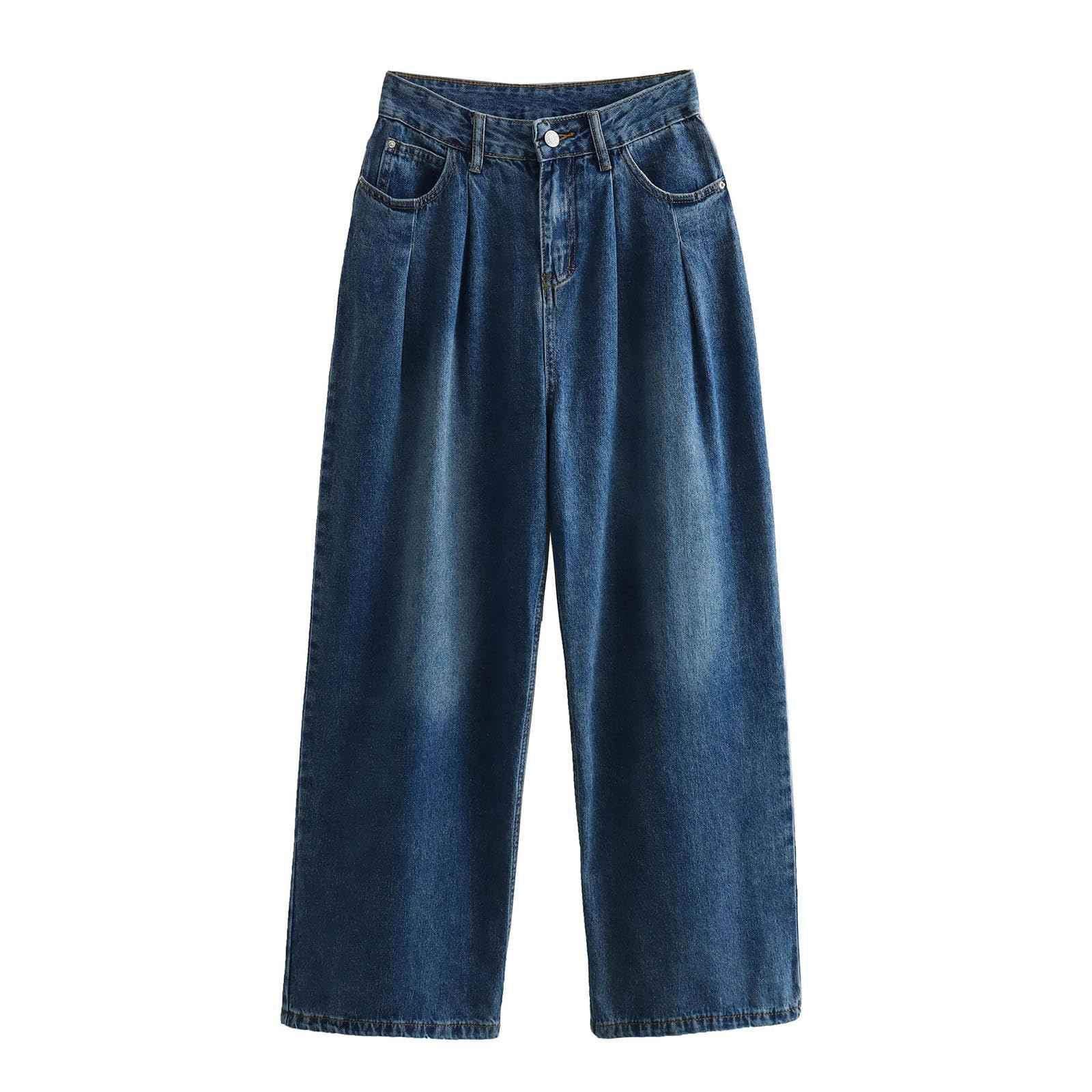 Jean à jambe large femme pantalon denim bleu style urbain décontracté