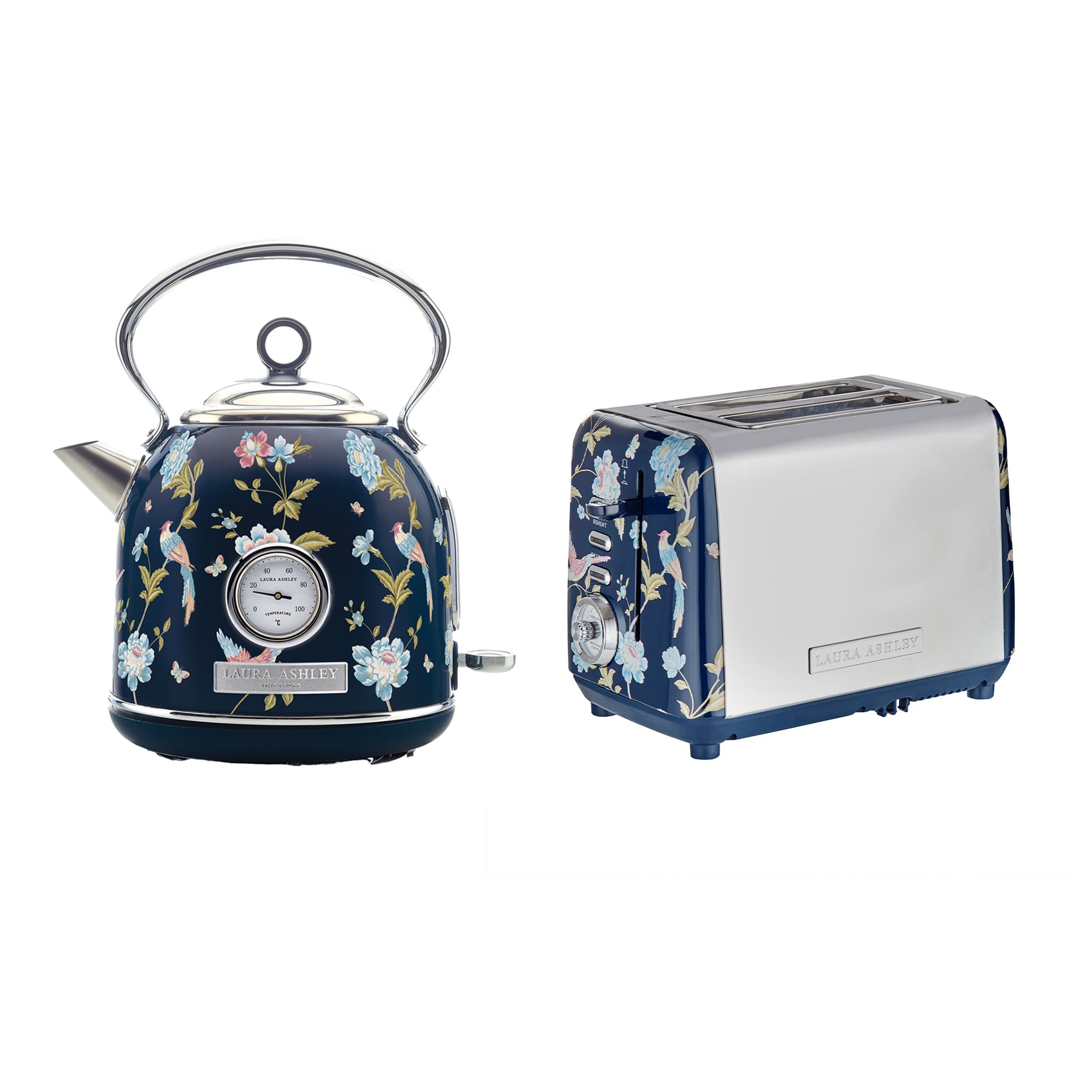 Laura Ashley VQ Bouilloire Électrique 1,7 L Grille-Pain 2 Tranches Elveden Bleu