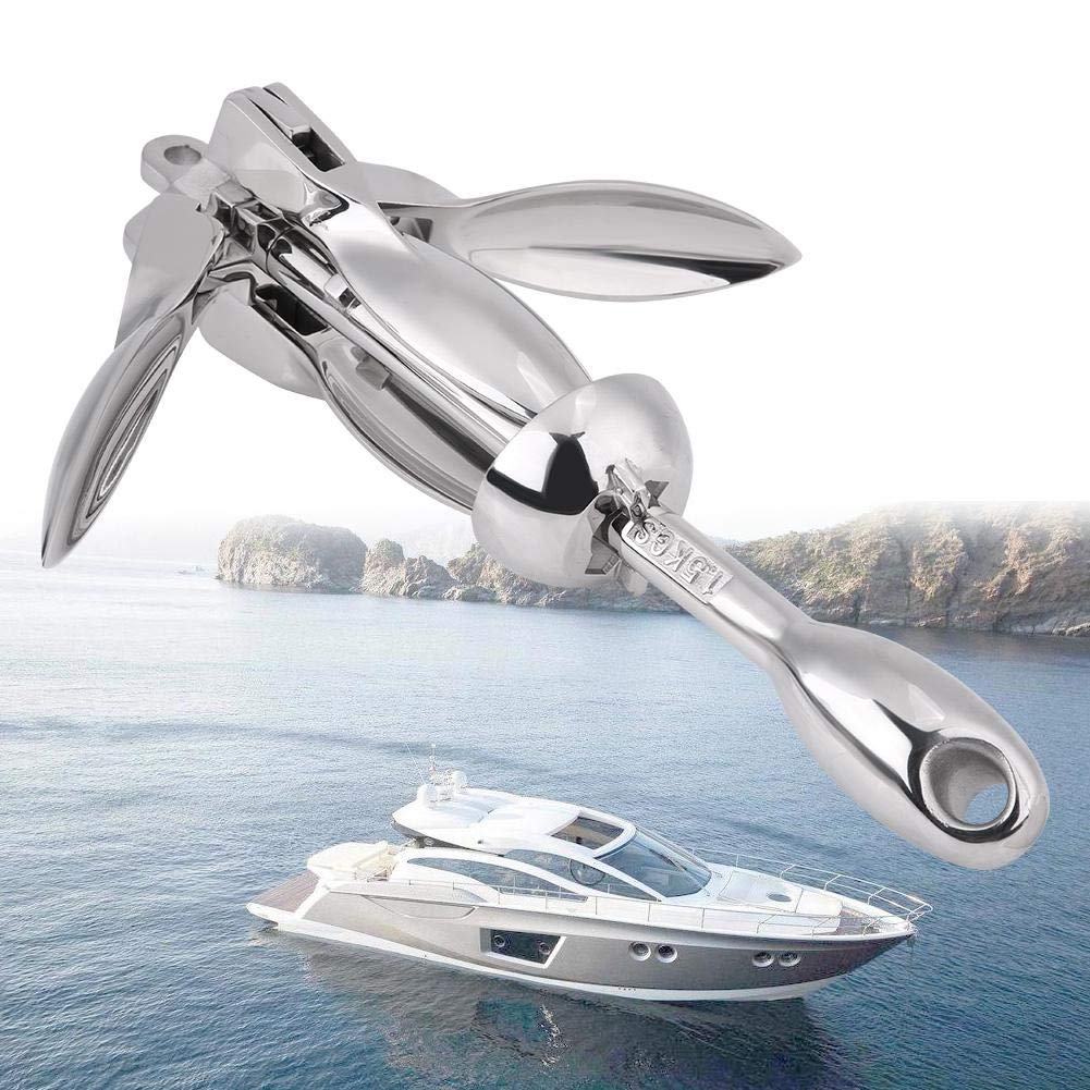 KIMISS Bootsanker,Klappanker für Boote 316 Edelstahl Marine Klapp Multi Klaue Anker Marine Zubehör(Silber)