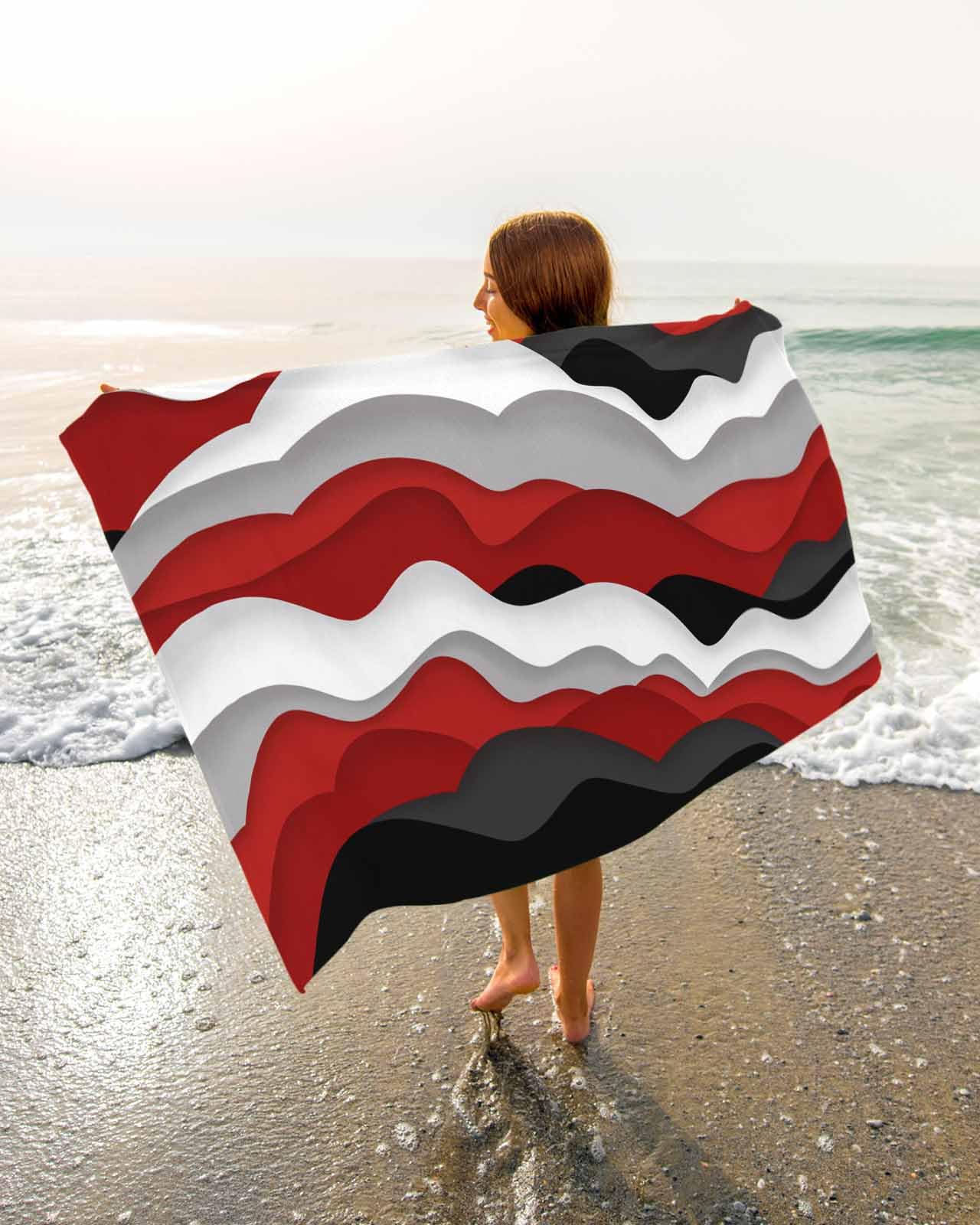 Amazon.com: Modern Red Black Beach Towels Oversized Super