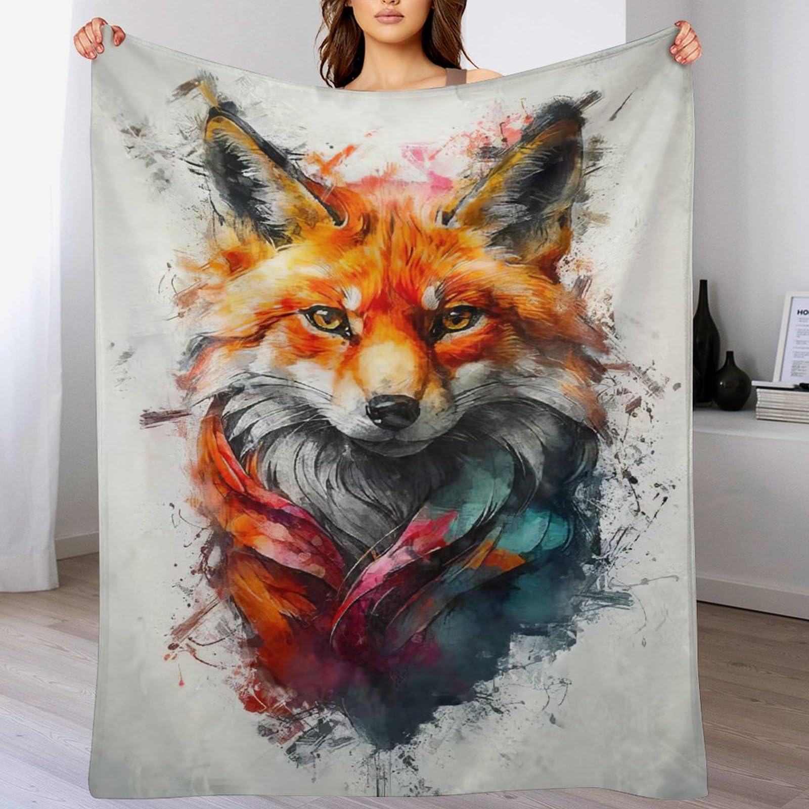 Couverture renard flannel douce plaid lit lavable machine