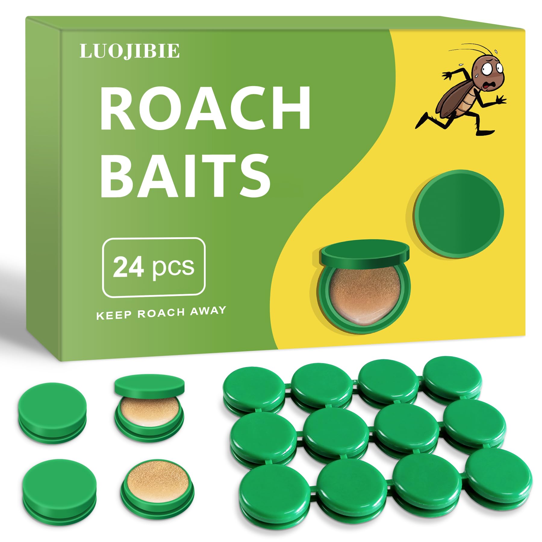 Cockroach Traps Indoor/Outdoor, Roach Killer Indoor Infestation, Quick Catch Roach Control for Small & Large Roaches-24PCS