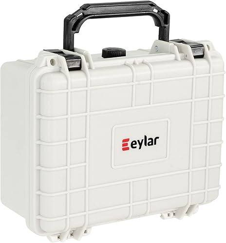 Eylar Funda protectora rígida para cámara a prueba de agua y golpes con espuma, estándares TSA 9.12 pulgadas 7.56 pulgadas 4.37 pulgadas (blanco)