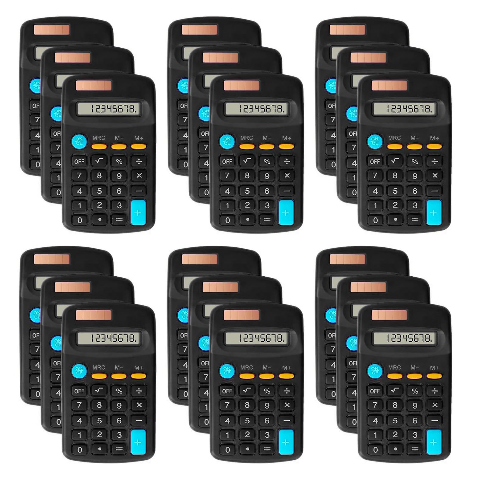 18 Pack Basic Calculators for Students, Pocket Calculator Bulk Classroom Mini Calculators Solar and Battery Dual Powered Handheld Calculator 8 Digit