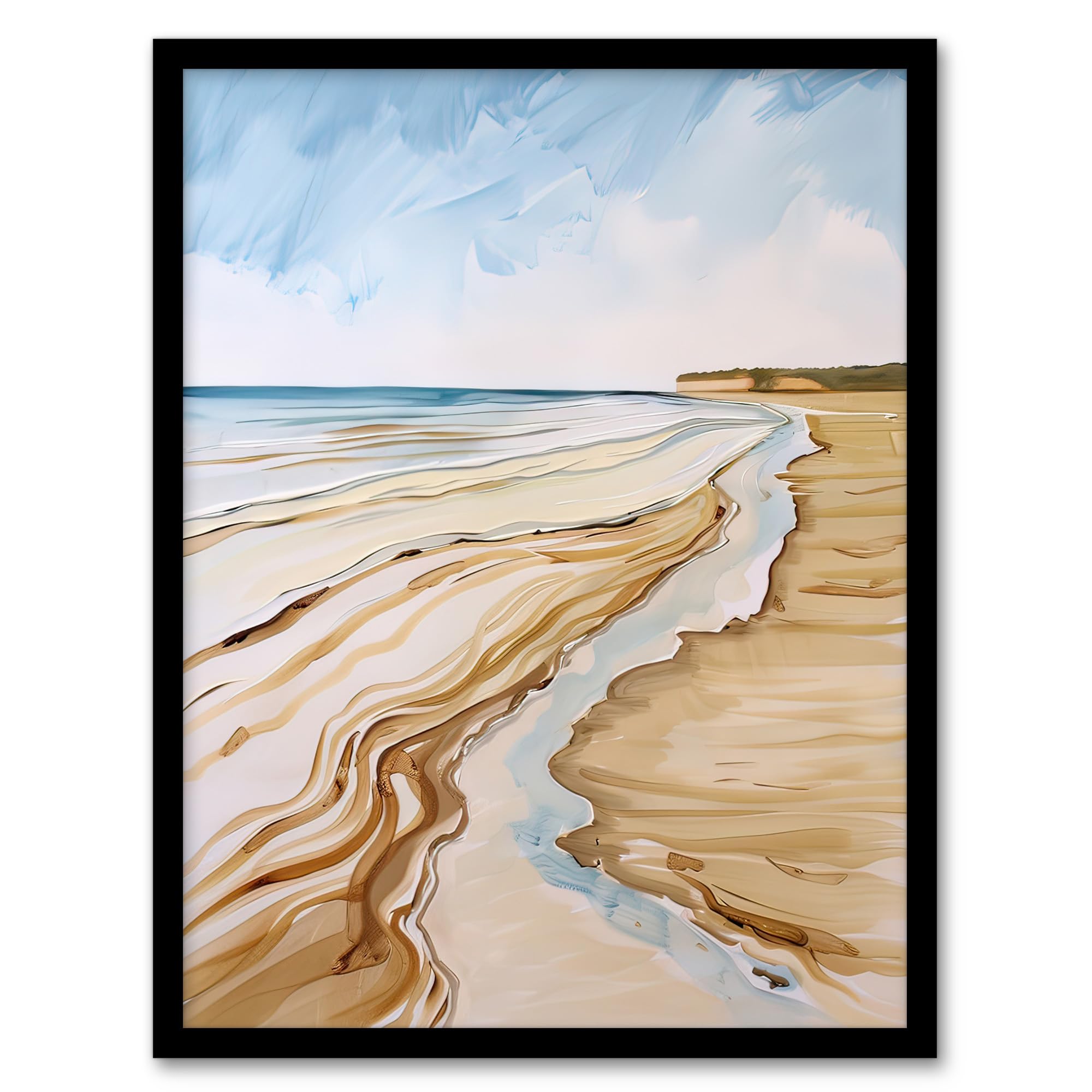 B&Q -  Filey Beach North Yorkshire Watercolour Painting Wall Art PrintA4 Size
