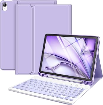 TaIYanG for iPad Air 11 inch Case with KeyboardM4 2026/M3 2025/M2 2024- Detachable Bluetooth Keyboard Case with Pencil Holder- Flip Stand Cover for 10.9iPad Air 4th/5th Gen, Purple
