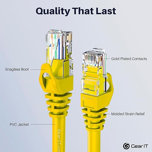 Miniatura 10 de GearIT Cable Cat6 de 0.5 pies y 6 pulgadas, cable Ethernet Cat6, cable Ethernet Cat 6, cable de conexión Cat6, cable de conexión Cat 6, cable de red