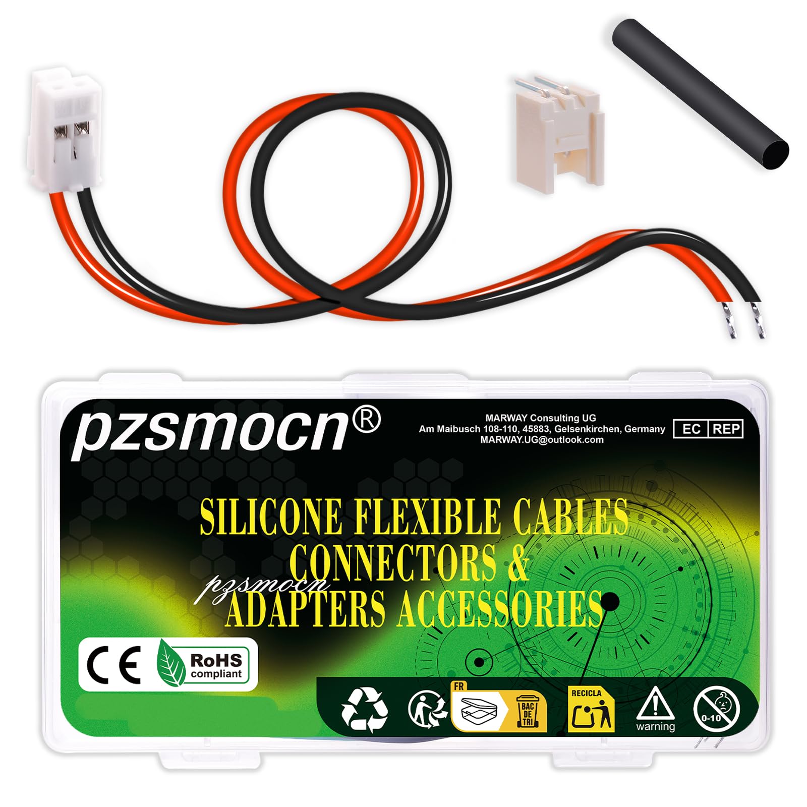 pzsmocn 20Sets/80Pcs JST HY SMD 2.0mm 2Pin 22AWG Silicone Connector Kit