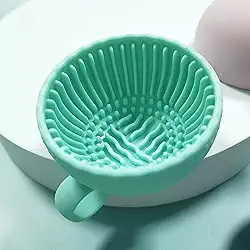 Tapete de limpeza de pincéis de maquiagem de silicone, tigela de limpeza, pincéis de cosméticos, organizador de ferramentas de limpeza para armazenamento e secagem ao ar livre (verde)