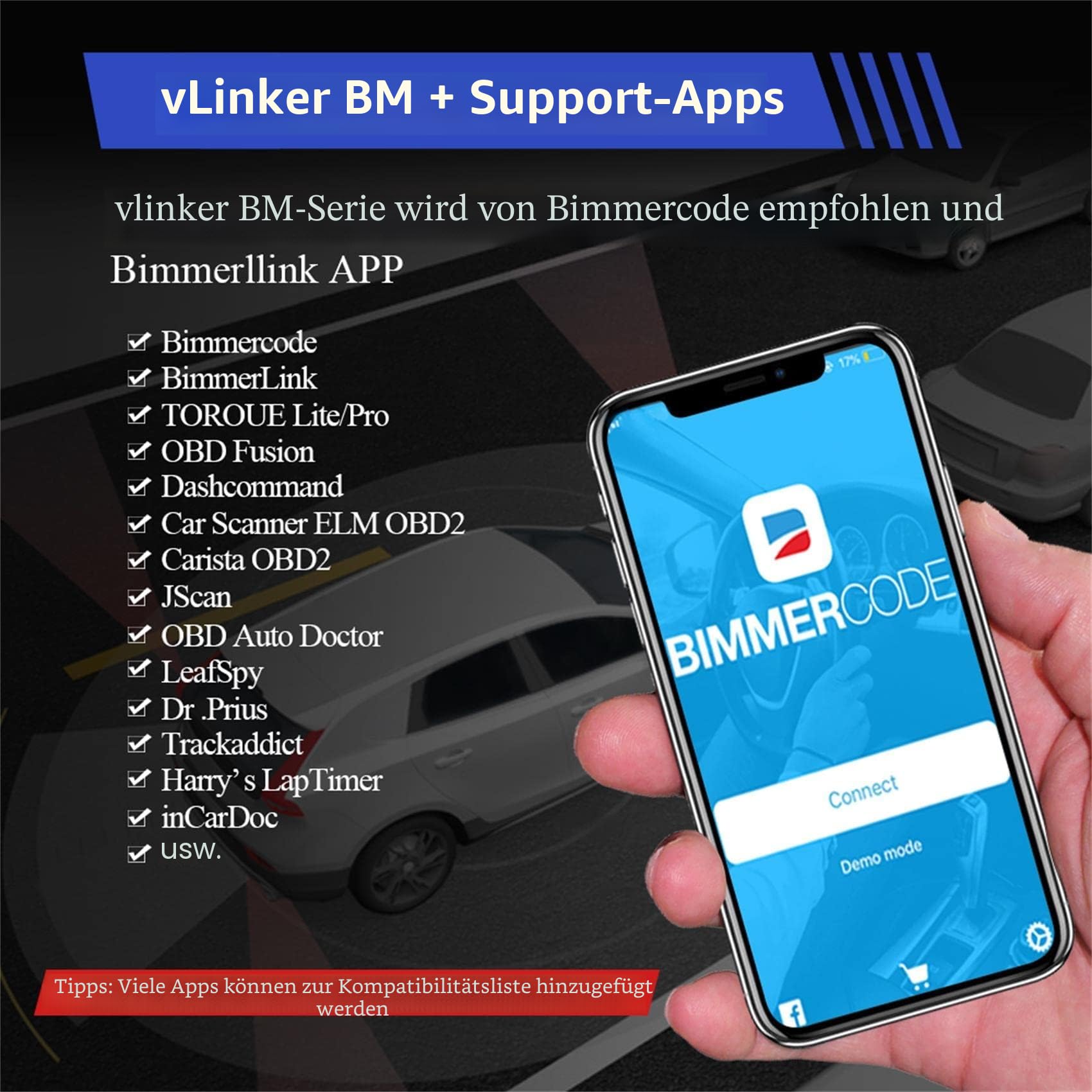 vLinker BM+ OBD2 Bluetooth Diagnose Scan Tool, OBDII Autoscanner für iOS, Android, und Windows - Gemacht für BimmerCode