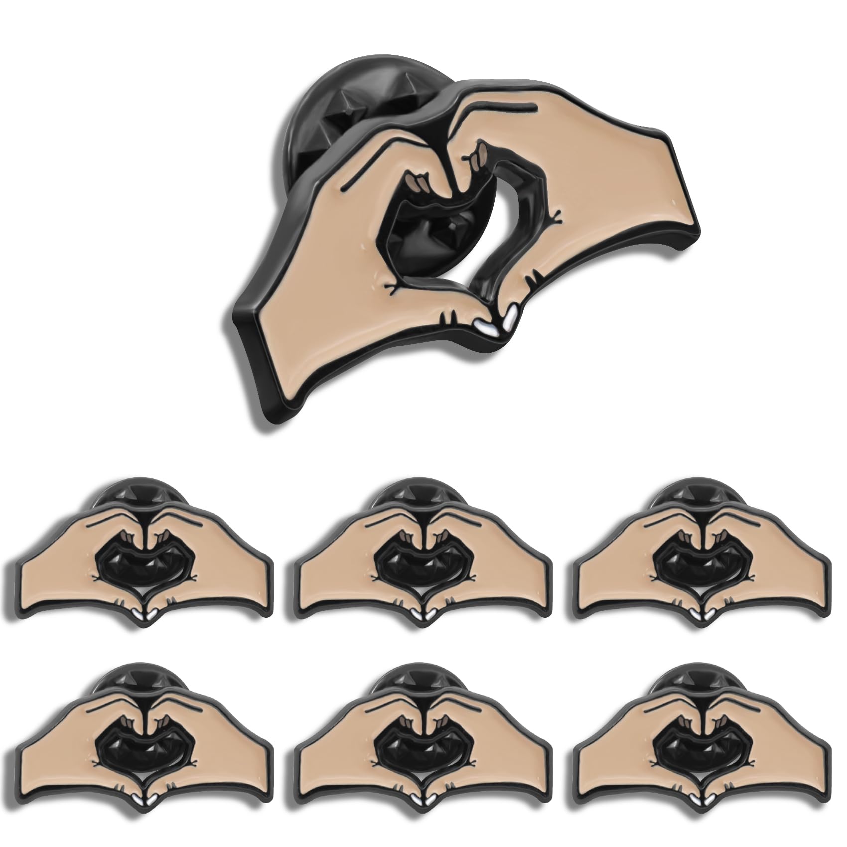 12/24/50/100Pack Two Hands Heart Friendship Love Enamel Lapel Pin 1 Inch -Metal Heart Gesture pin