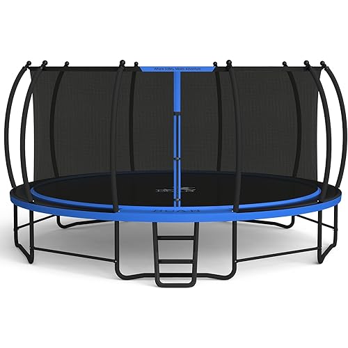 BCAN 8FT 10FT 12FT 14FT 15FT 16FT Recreational Trampoline with Enclosure for Kids Adults, ASTM Approved, Outdoor Trampolines with Ladder for Kids