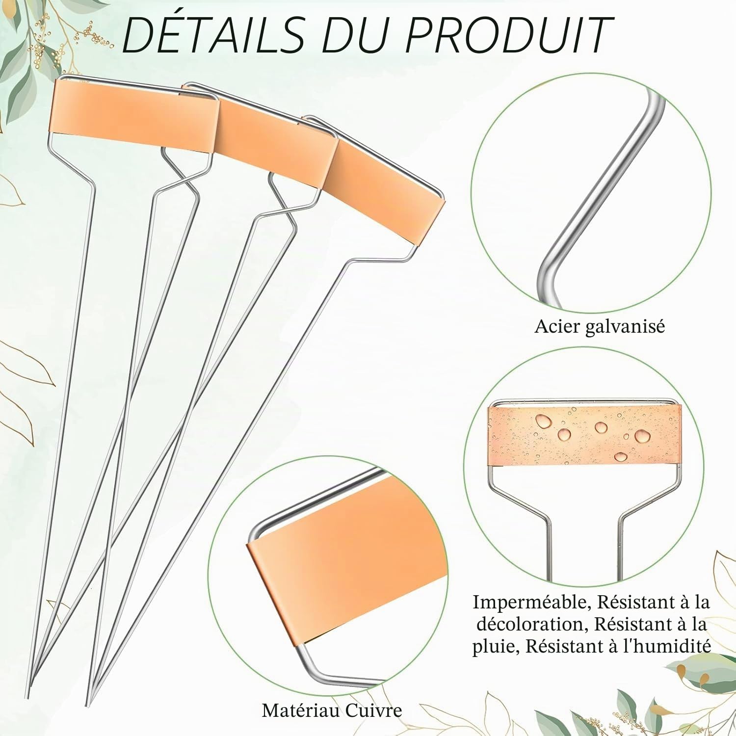 LATERN 20 Pièces Étiquettes pour Plantes en Cuivre, 25CM x 6CM Panneau de Étanches en Métal Marqueurs de Plantes Antirouille de Jardin pour Graines Pot Herbes Fleurs Légumes Marque (avec Marqueur)