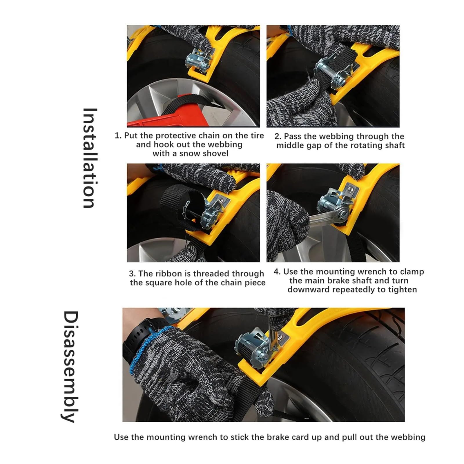 Cadenas de nieve universales for neumáticos de automóvil, cadenas de nieve for ruedas de coche, for invierno for SUV cadenas de nieve for neumáticos de coche(2pcs Yellow)