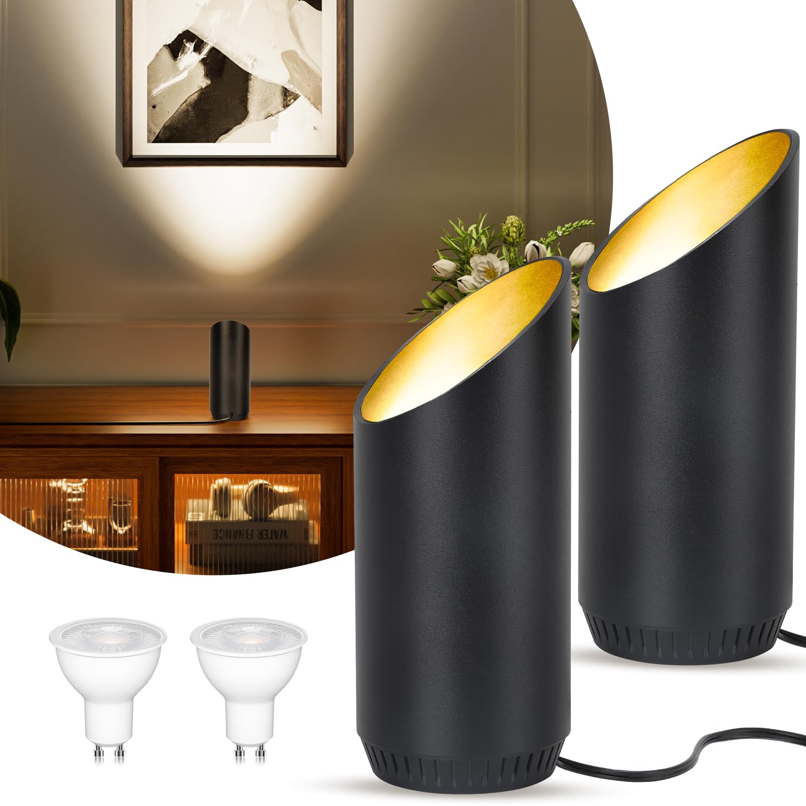 HUAEU 2 Pack Up Lights Indoor Floor Can Light