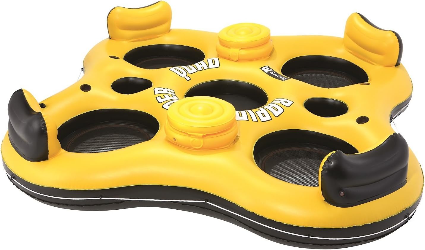 Bestway Hydro-Force Rapid Rider 4 Person Inflatable River Tube Water Float Lounger with Built-in Backrests, Cupholders, Coolers, and Handles, Blue
