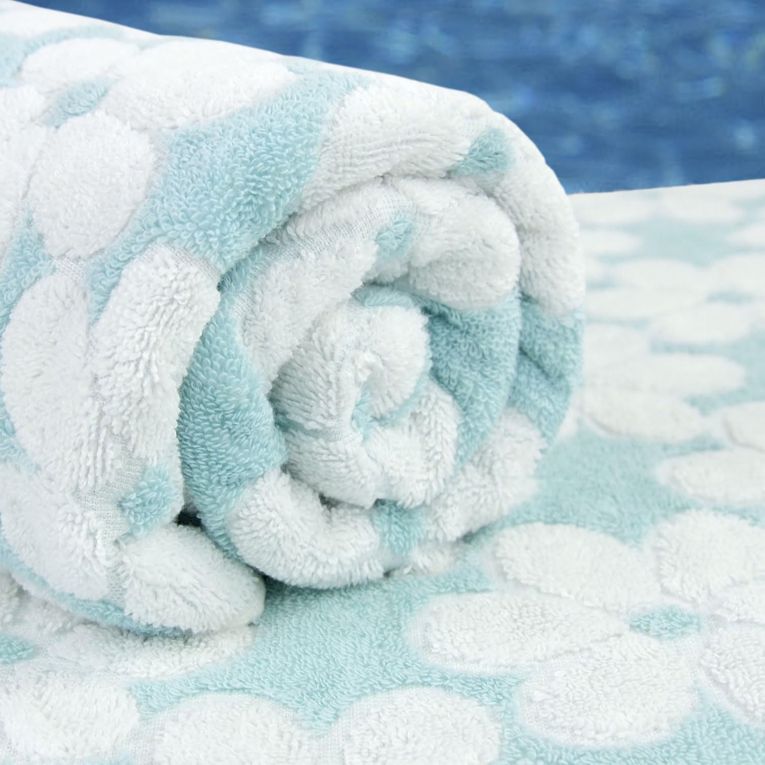 Jacquotha Lot de 2 Serviettes de Bain en Coton pour décoration de Salle de Bain avec Jacquard Floral, Super Douces et absorbantes, Grande Taille, 69,9 x 140,7 cm