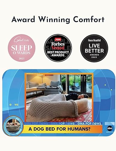 Miniatura 4 de Plufl, La cama original para perros humanos para adultos, niños y mascotas. Como se ve en Shark Tank. Cómodo puf grande de felpa con espuma