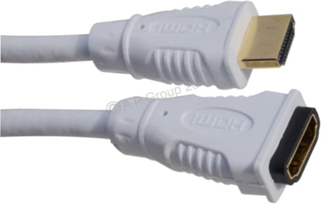 rhinocables Gold HDMI v1.4 High Speed with Ethernet Extension Extender Lead Male to Female Black or White various lengths (0.5m (50cm), white)