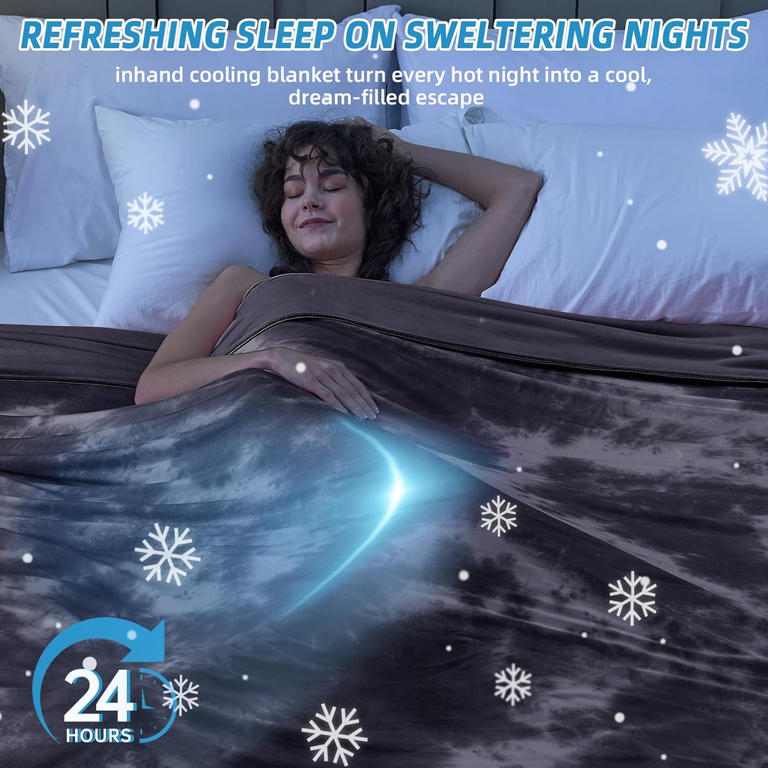 inhand Cooling Blanket Queen Size (90"x90"), Cooling Blankets for Hot Sleepers, Absorbs Heat to Keep Adults Cool for Summer Nights Sweats, Thin Cold Lightweight Blanket for Couch Bed, All Season Use - Image 5