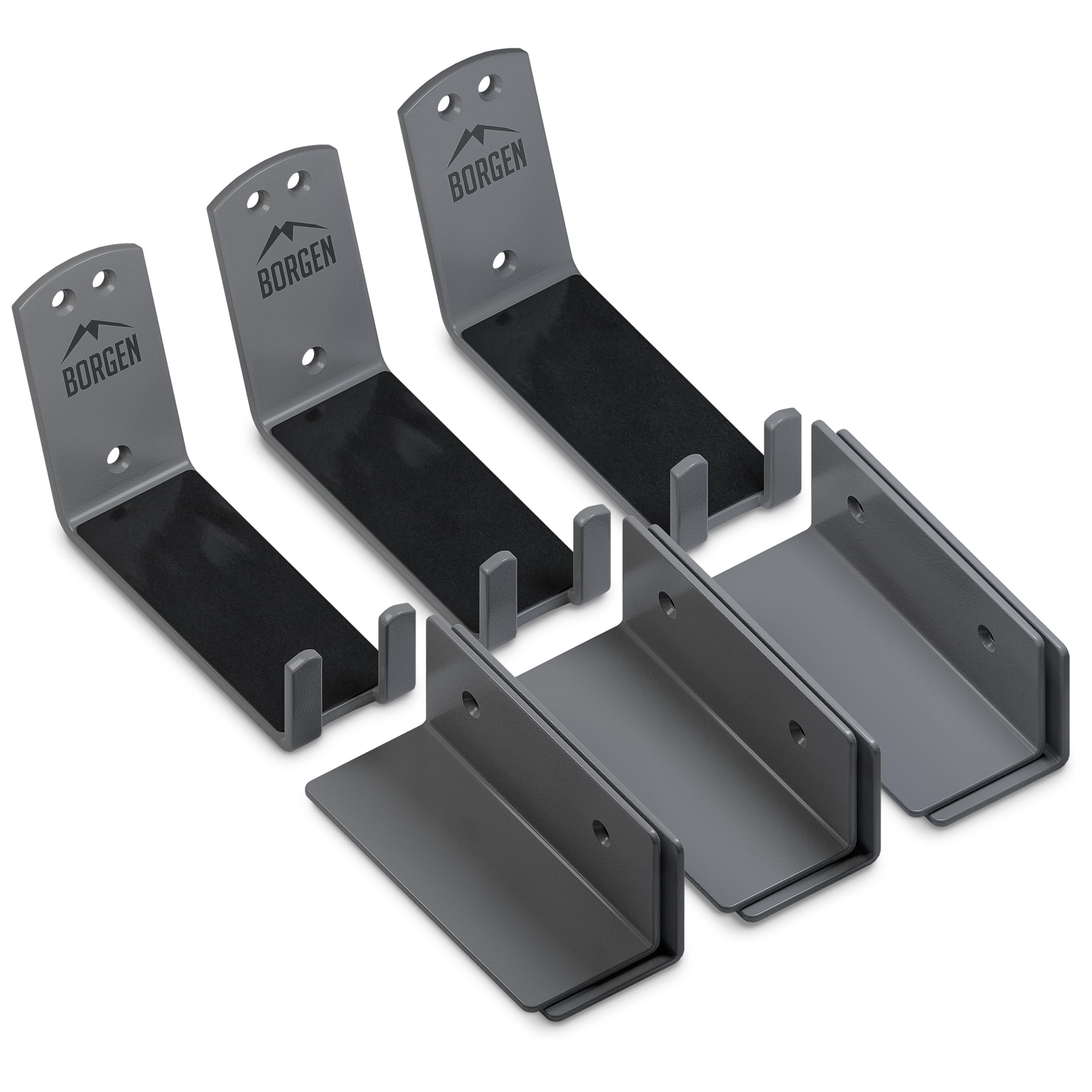 Borgen Wall Mount Pedal Hook for E-Bike &amp; MTB - Grey - Set of 3