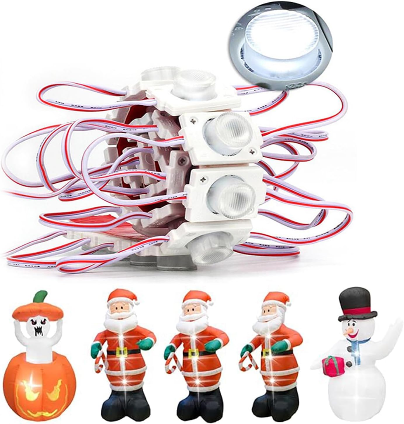 DC12V Replacement Lights for Inflatables 20Pcs 3 LED Lights Inflatables White with Self Adhesive - LED Lights Inflatables Yard Holiday Lawn Inflatables, Inflatables, Christmas Blowups.