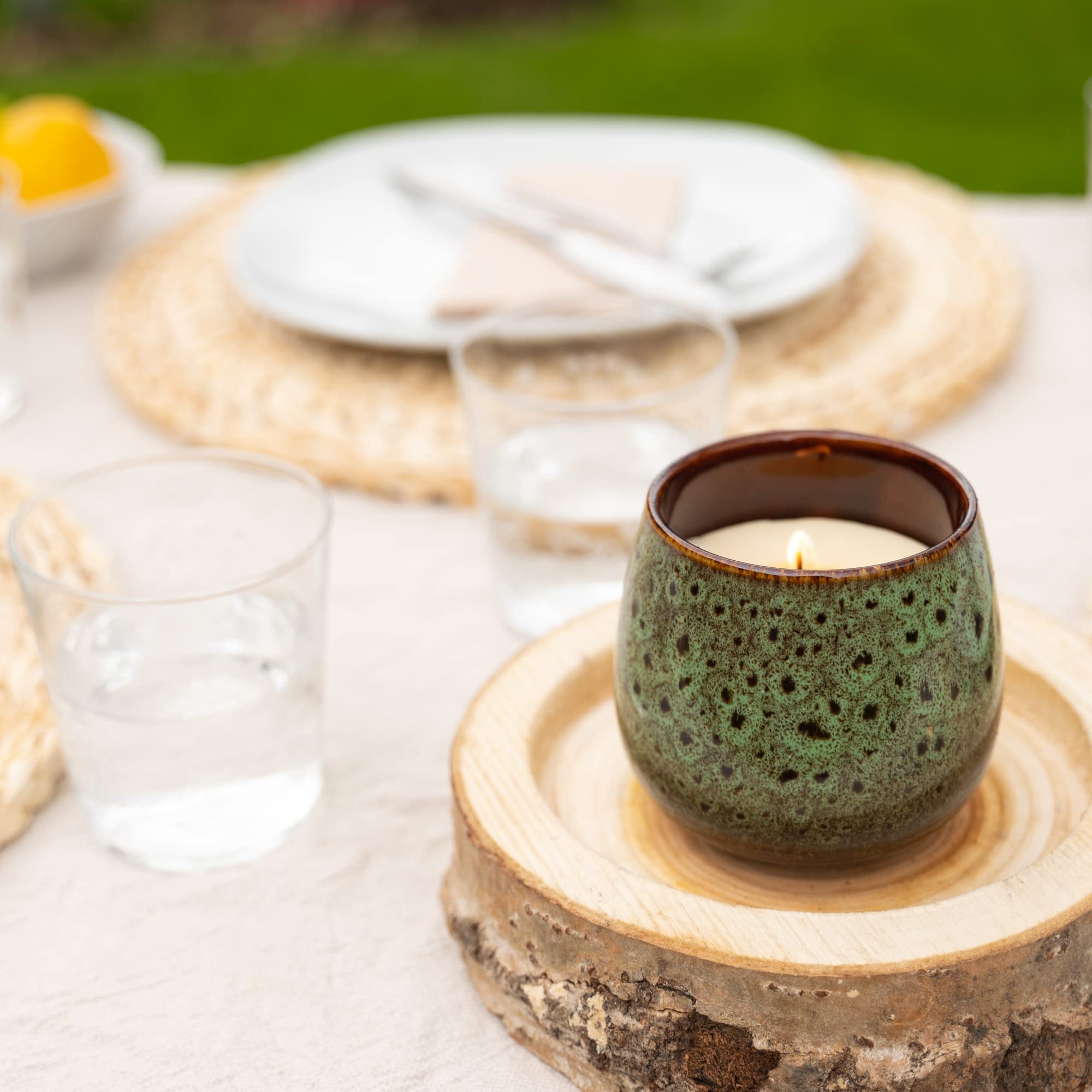 HOFER 6 x Premium Citronella-Schale | Windlicht Outdoor | Hochwertige Citronella Kerze im Keramiktopf mit Citronella-Duft | Outdoor Kerzen für Gartenparty | Deko für draußen