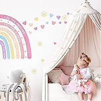 Vista 5 de Calcomanías de pared de acuarela arcoíris para despegar y pegar, eres calcomanías de paredes inspiradoras para guardería, decoración de pared