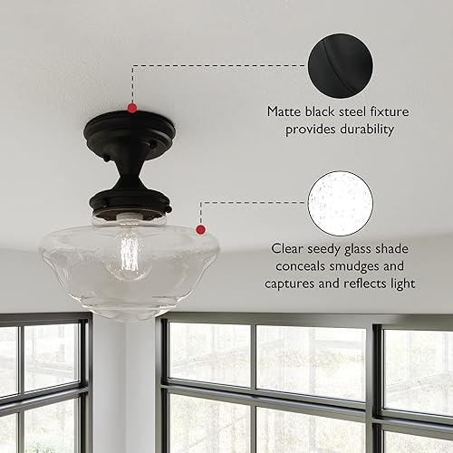 Miniatura 3 de Design House 587444 - Lámpara de techo semiempotrada moderna vintage de casa de campo para interiores, regulable, con cristal transparente para