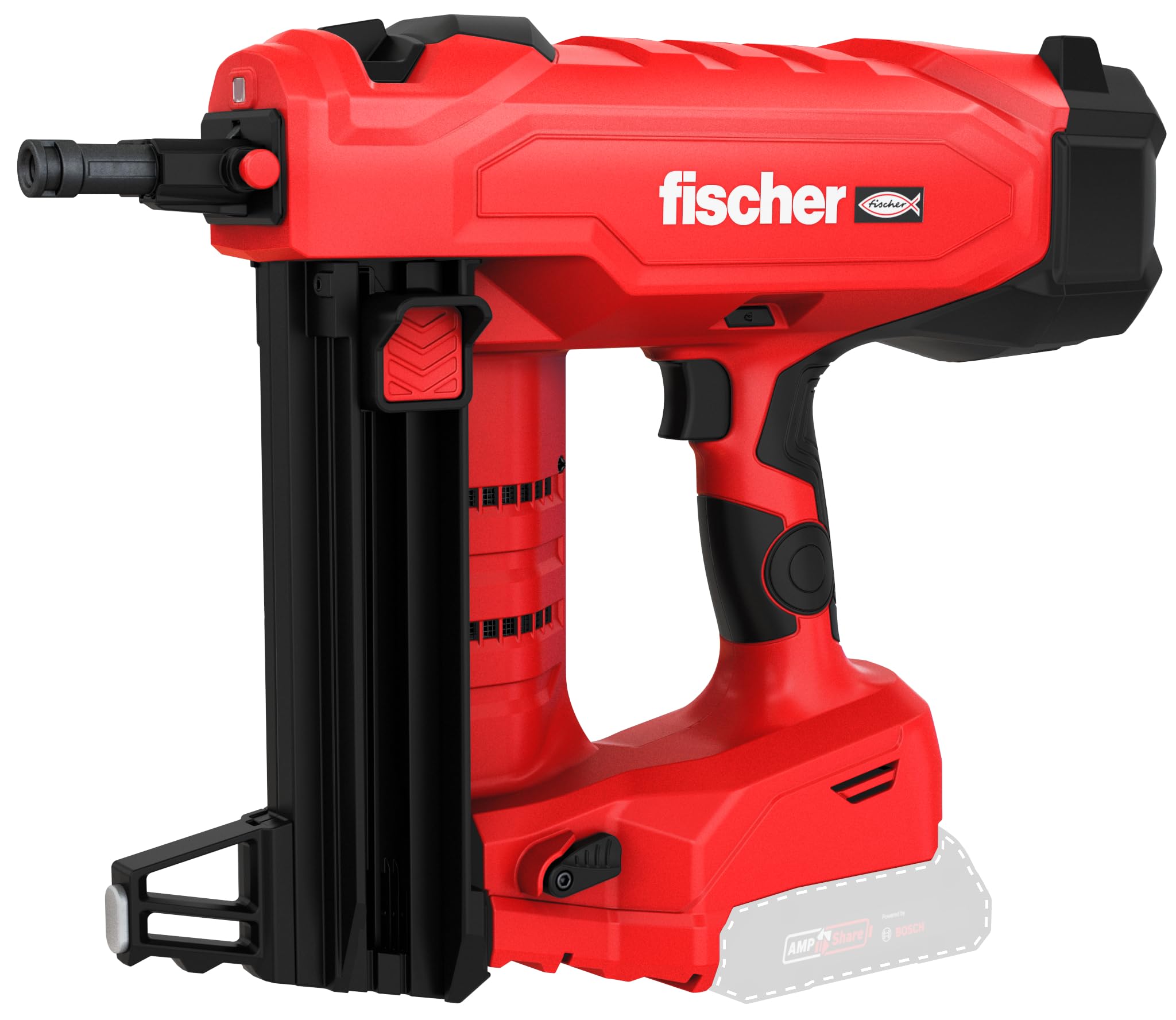 fischer Set di chiodi per calcestruzzo a batteria FXC 85, senza gas, AMPShare Alliance, con regolazione della profondità, per 500 chiodi per carica, senza batteria Bosch ProCore 18 V, incl. XL-Boxx