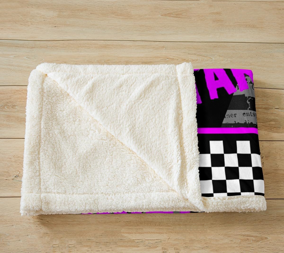 Purple Race Car Bed Blanket Kids Girls Extreme Sports Sherpa Blanket Soft Cozy Lightweight Black White Grid Plush Fleece Cool Cars Blanket Gifts for Bed Chair Office Sofa(Throw 50"x60")